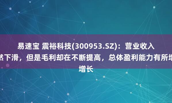 易速宝 震裕科技(300953.SZ)：营业收入虽然下滑，但是毛利却在不断提高，总体盈利能力有所增长