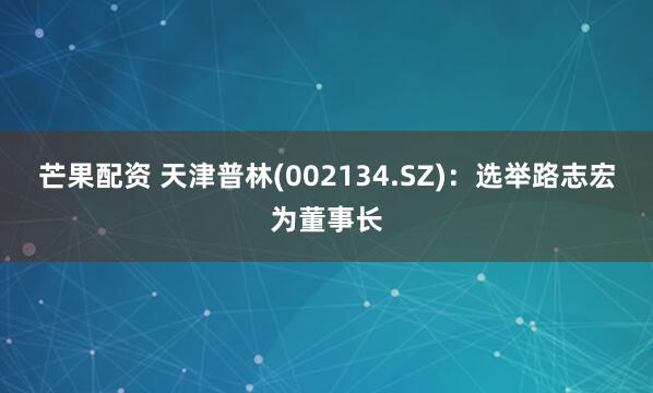 芒果配资 天津普林(002134.SZ)：选举路志宏为董事长