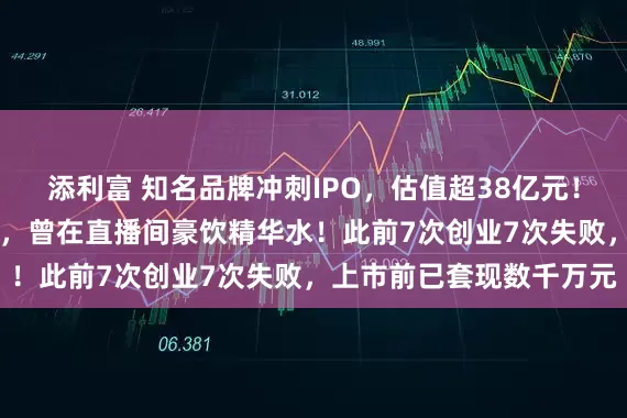 添利富 知名品牌冲刺IPO，估值超38亿元！创始人是51岁东北大叔，曾在直播间豪饮精华水！此前7次创业7次失败，上市前已套现数千万元